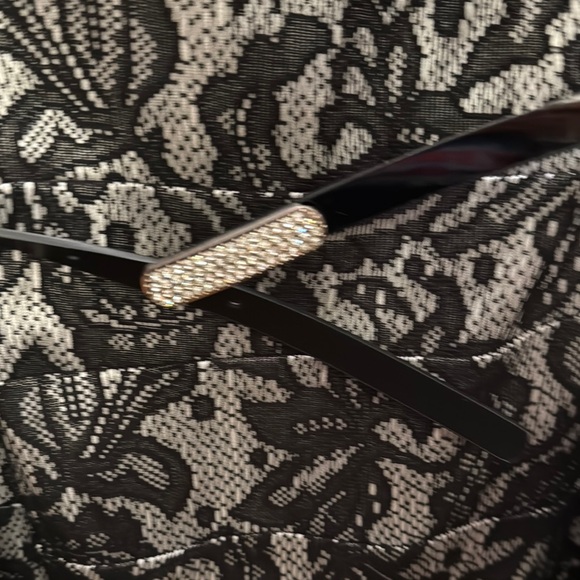 Black and White Lace Asymmetrical Dress with Ruffled Details - Picture 4 of 4